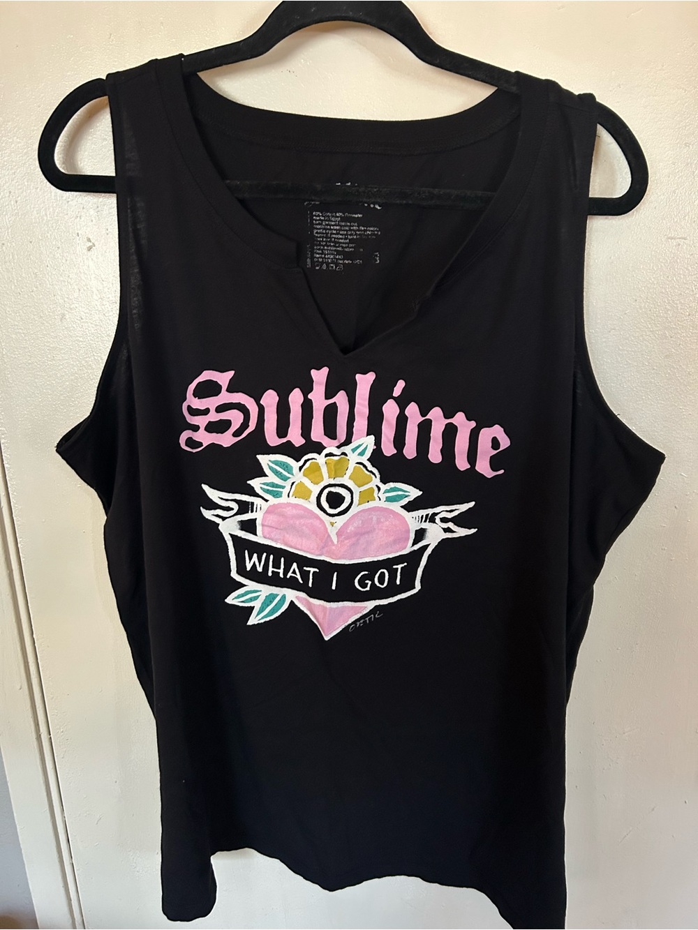 torrid Black Graphic 'Sublime' Tank with Pink Heart Motif
